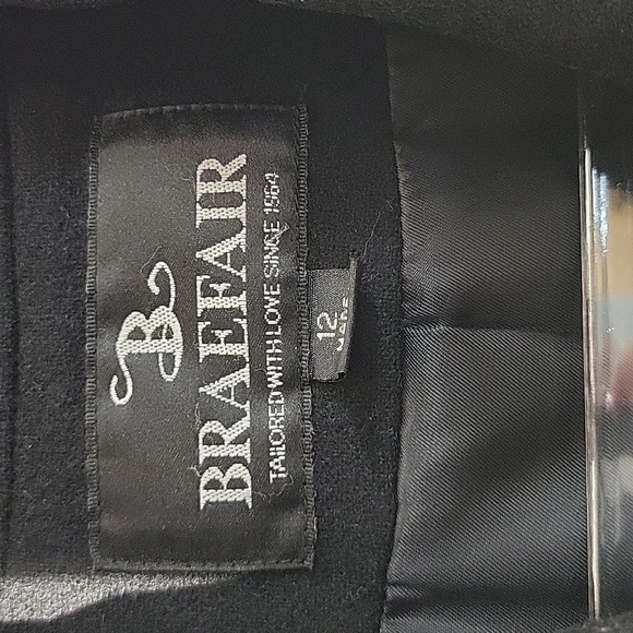 Women's Braefair Vintage Black Wool Mix Overcoat, Size 12 - Picture 5 of 16
